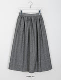 Wilby herringbone wool banding flare long skirt