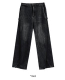 [UNISEX] SIDE BUTTON BALLOON DENIM