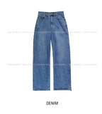 slit straight denim pants
