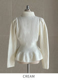Inelli Shirring Collar Knit Pearl Cardigan