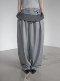Curved Balloon Pleated Wrap Slacks