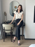 Cooly V Color Matching Collar Knit