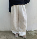 [BAONHAUS] Holfer Cable Quilting Banding Wide Pants