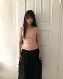 Mojou U-neck Slim Round Short Sleeve T-shirt