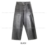 Reverse line wide denim pants