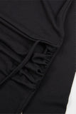 Vera halter top layered crop long sleeve