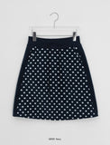 Bokyua brushed dot fleece banding midi skirt