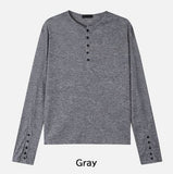 Div Ribbed Henley Neck Long Sleeve Tee