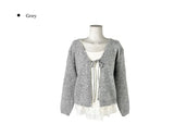 Kwan Frill Sleeveless Ribbon Cardigan Set