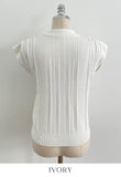 Bico Ribbed Collar Cap Sleeve Knit