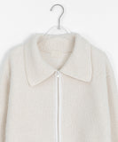 Tokina fleece fluffy crop zip-up cardigan