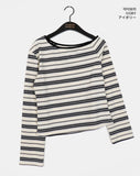Giron Stripe One Off Shoulder Unbalance T-Shirt