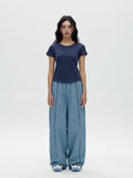 W U-Neck Crop Slim T-shirt