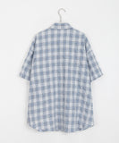 [BAONHAUS] Kureun check seersucker over short sleeve shirt