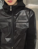 [LANARCH] Noble Leather Pocket Hooded Zip-Up