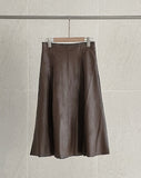 Lazy flare leather long skirt