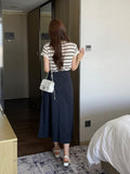 Seden Stripe Half-Button Collar Cool Knit