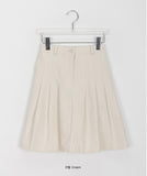 Etty Peach Fuzz Banding Pleated Midi Skirt