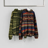 Nordic Fleece Overfit Balloon Pattern String Hood Zip-Up