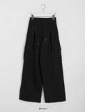 [unisex] Gels wool pintuck banding cargo pants