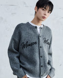 SCRIPT TYPE ROUND NECK CARDIGAN