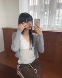 Lining Dot V-neck See-through Crop Cardigan