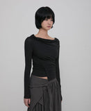 Layered Draped One-Shoulder Long Sleeve