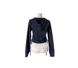 Hoan Lace Sleeveless Shirring Hood Zip-Up