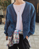 Riggle Washed V-Neck Knit Cardigan