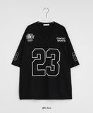 [unisex] Hirom Mesh Sporty Lettering Over Short Sleeve Tee