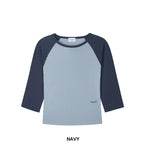 W Raglan Color Matching Three Quarter Sleeve T-Shirt
