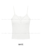 Heming Ribbed Lace Button Sleeveless Top