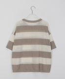 Monomo Linen Stripe Color Short Sleeve Knit