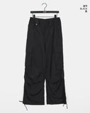 Hilpa Silver Point Nylon Pintuck Wide Two-Way Pants
