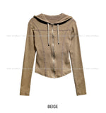 Texture Line Dyeing Ribbed Hood Zip-Up