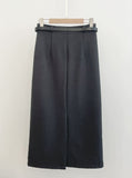 Rona H-line Slit Long Skirt (Belt set)