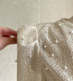 Gret See-through Pearl Puff Jacket Blouse