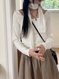 [Scarf Set] Fescal Choker U-neck Long Sleeve T-shirt