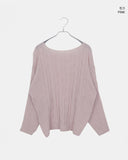 Gyoli cable pattern one-off-shoulder long-sleeved knit