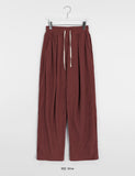 Rich banding wide corduroy pants