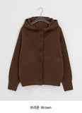 Mihro High Neck Hood Wool Knit Cardigan
