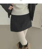 Soft Fur Fluffy Back Banding Mini Skirt