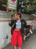 high key side tuck wide half pants