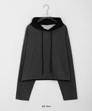 [BAONHAUS] Notive Dot Semi Crop Color Matching Hoodie
