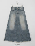 Suzuka Fringe Washing Denim Long Skirt