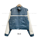 Peer One Track Crop Leather Jacket