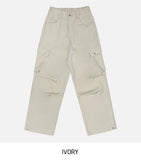 [wool20%] Cain pintuck snap wool cargo pants