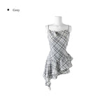 Roxy Check Unbalanced Layered Frill Sleeveless One Piece