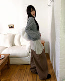 Pora Stripe Dot Color Matching Long T-Shirt