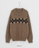 Danters Hairy Argyle Round Knit